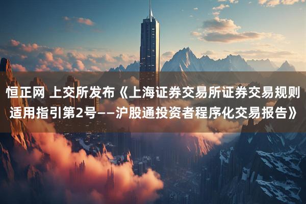 恒正网 上交所发布《上海证券交易所证券交易规则适用指引第2号——沪股通投资者程序化交易报告》